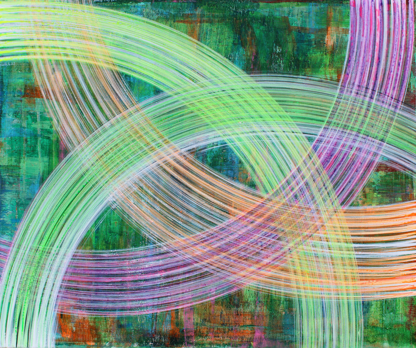 [2024.6.27] acrylic, linen,calligraphy brush，50X60CM
